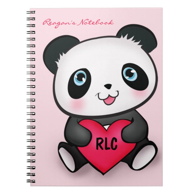 Espiral Caderno bonito dos amantes da panda com o coração (Frente)