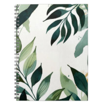Caderno Botânico de Luxo Esmeralda Verde e Dourado