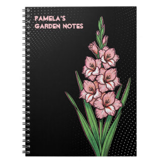Espiral Caderno Botânico Gladiolus Pop Art Espada Neon