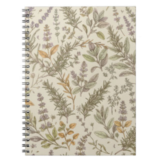 Espiral Caderno Botânico Jardim de Ervas Vintage