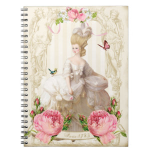Espiral Caderno branco dos rosas de Marie Antoinette