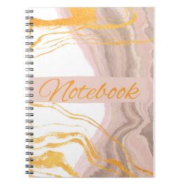 Espiral caderno branco e rosa e dourado
