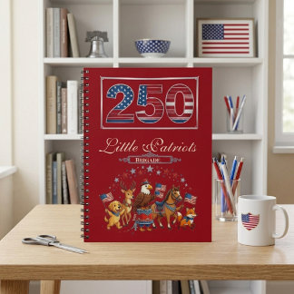 Espiral Caderno Brigada Pequenos Patriotas EUA 250 Animais