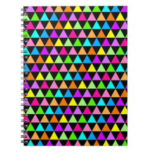 Espiral Caderno Capa Triângulos Cores Neon Brilhantes