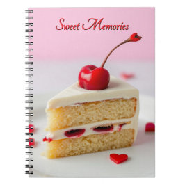 Espiral Caderno Cereja no Topo de Memórias Doces
