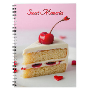 Espiral Caderno Cereja no Topo de Memórias Doces