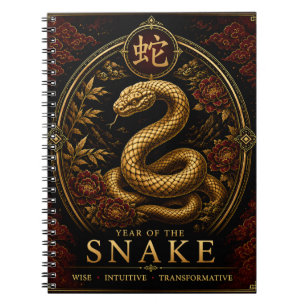 Espiral Caderno Chinês do Zodíaco de Luxo Ano da Serpente