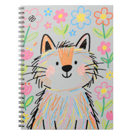 Espiral Caderno Cinza Gato Rabisco
