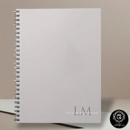 Espiral Caderno Cinza Taupe com Monograma Personalizado