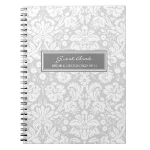 Espiral Caderno cinzento do damasco do livro de hóspedes