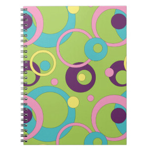 Espiral Caderno Círculos Verdes Funky