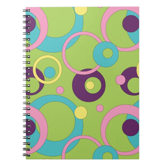 Espiral Caderno Círculos Verdes Funky (Frente)