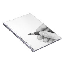 Caderno Clássico com Mão Segurando Lápis