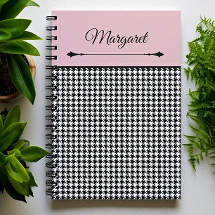 Espiral Caderno Clássico Feminino Xadrez e Rosa