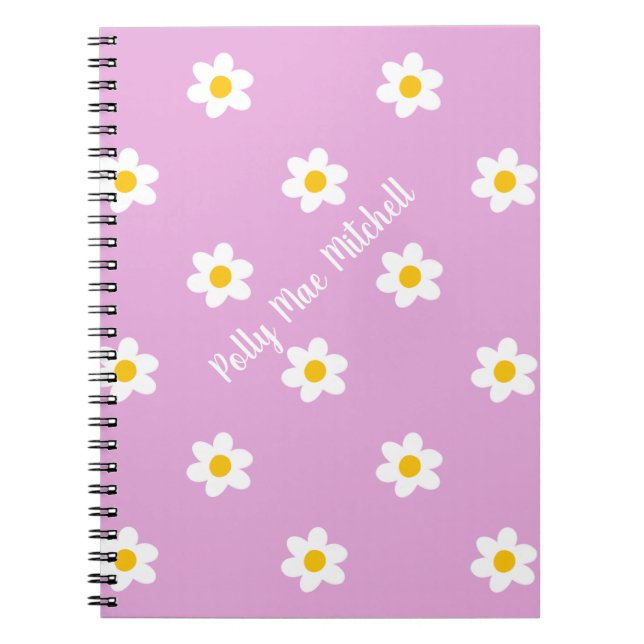 Espiral Caderno Clássico Pink Daisy-Chain (Frente)
