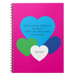 Espiral Caderno Clássico Rosa c/ Corações
