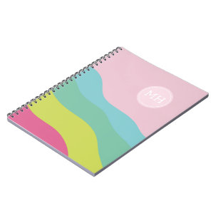Espiral Caderno colorido da moda com monograma personaliza