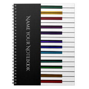 Espiral Caderno colorido da música do piano do teclado