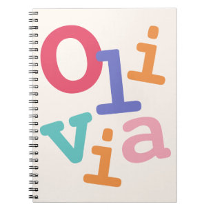 Espiral Caderno Colorido Retro com Nome Personalizado para