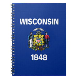 Espiral Caderno com a bandeira do estado de Wisconsin