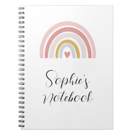 Espiral Caderno com Arco-Íris Rosa – Nome Personalizado Vo