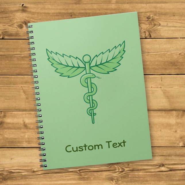 Espiral Caderno com Caduceu com Folhas (Criador carregado)
