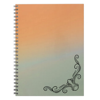 Espiral Caderno com Efeito Ombre Verde e Laranja com Acent