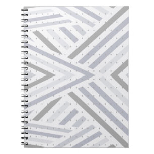 Espiral Caderno com Listras Diagonais Cinza