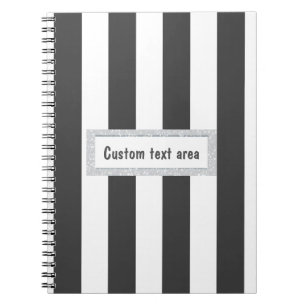 Espiral Caderno com Listras Verticais Cinza e Branco