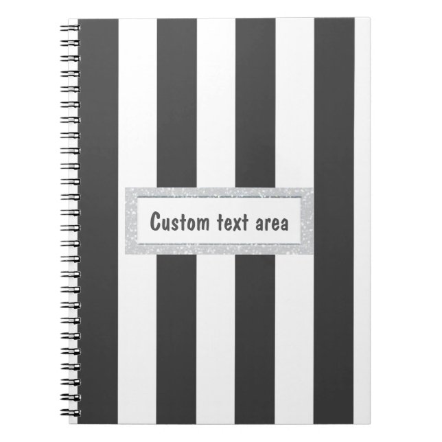 Espiral Caderno com Listras Verticais Cinza e Branco (Frente)