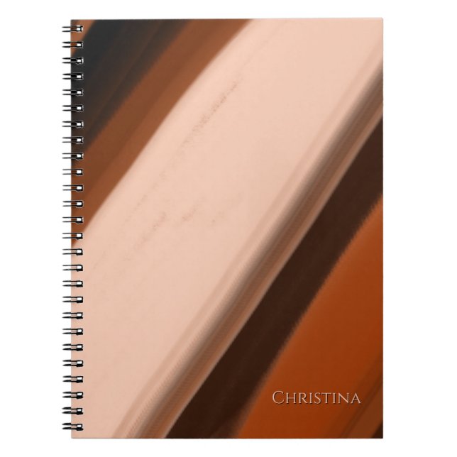 Espiral Caderno com Nome Personalizado Faux Madeira Listra (Frente)