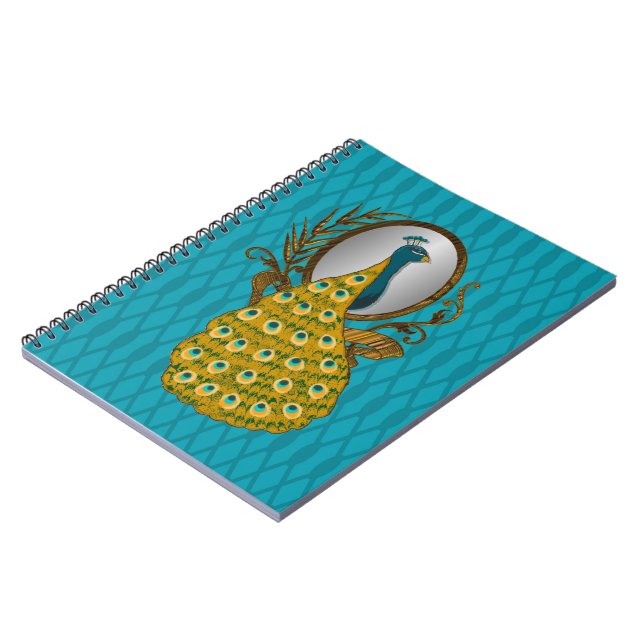 Espiral Caderno com o pavão que admira sua reflexão (Left Side)