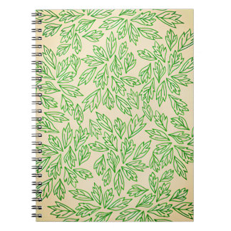 Espiral Caderno com Padrão de Folhas Inspirado na Natureza