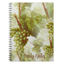 Caderno com Padrão de Fruta Uva