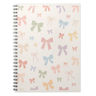 Espiral Caderno com Padrão de Laço Pastel Artístico