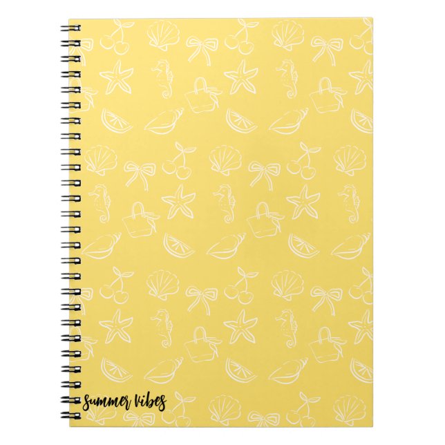 Espiral Caderno com Padrão de Laços e Cerejas Fofas e Sedu (Frente)