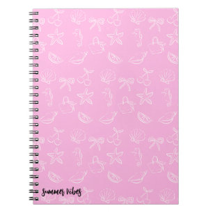Espiral Caderno com Padrão de Laços e Cerejas Fofas e Sedu