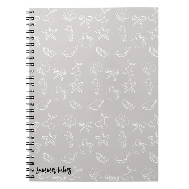 Espiral Caderno com Padrão de Laços e Cerejas Fofos e Sedu (Frente)