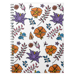 Espiral Caderno com Padrão Floral