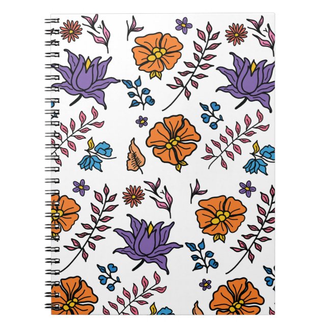 Espiral Caderno com Padrão Floral (Frente)