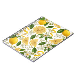 Espiral Caderno com Padrão Floral e Limão Prensado Realist