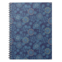 Caderno com Padrão Floral Índigo