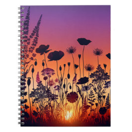 Espiral Caderno com Padrão Floral Quente