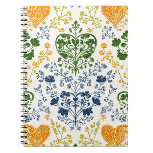 Espiral Caderno com Padrão Floral Vintage