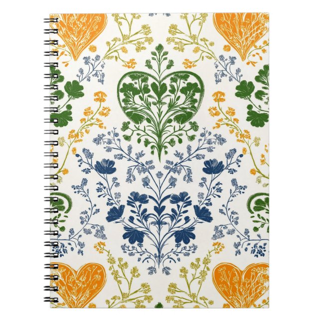 Espiral Caderno com Padrão Floral Vintage (Frente)