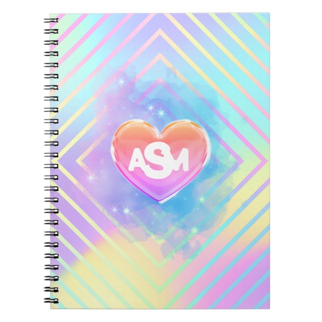 Espiral Caderno com Régua de Faculdade Coração Mágico Mono (Frente)