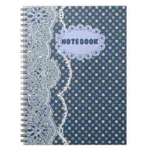 Espiral Caderno com Renda Mandala Azul