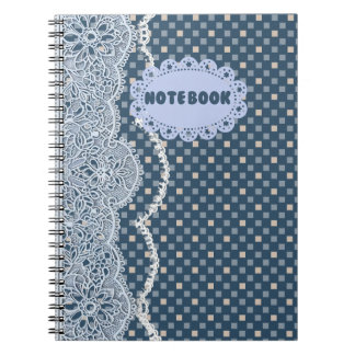 Espiral Caderno com Renda Mandala Azul