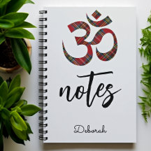 Caderno com Símbolo Om e Xadrez Royal Stewart Eleg