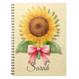 Espiral Caderno Coquette Girassol Diário Floral Amarelo